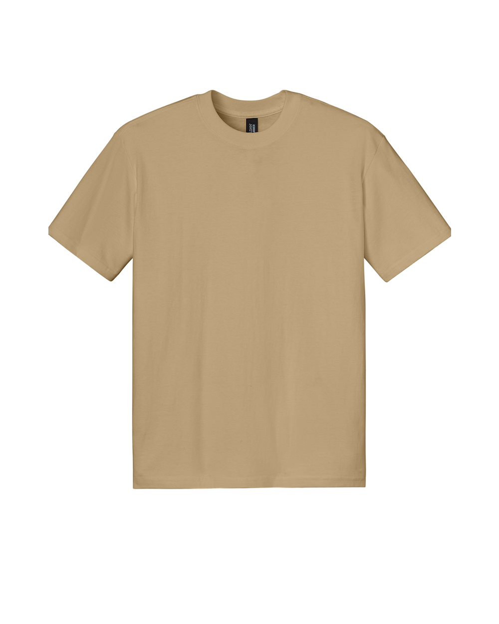 Tan signature tee, oversized fit, front view