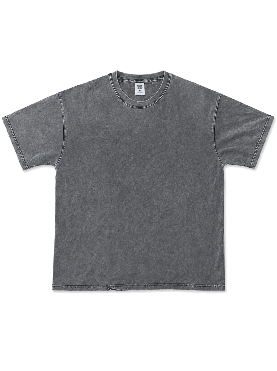 Grey vintage-wash tee, front view