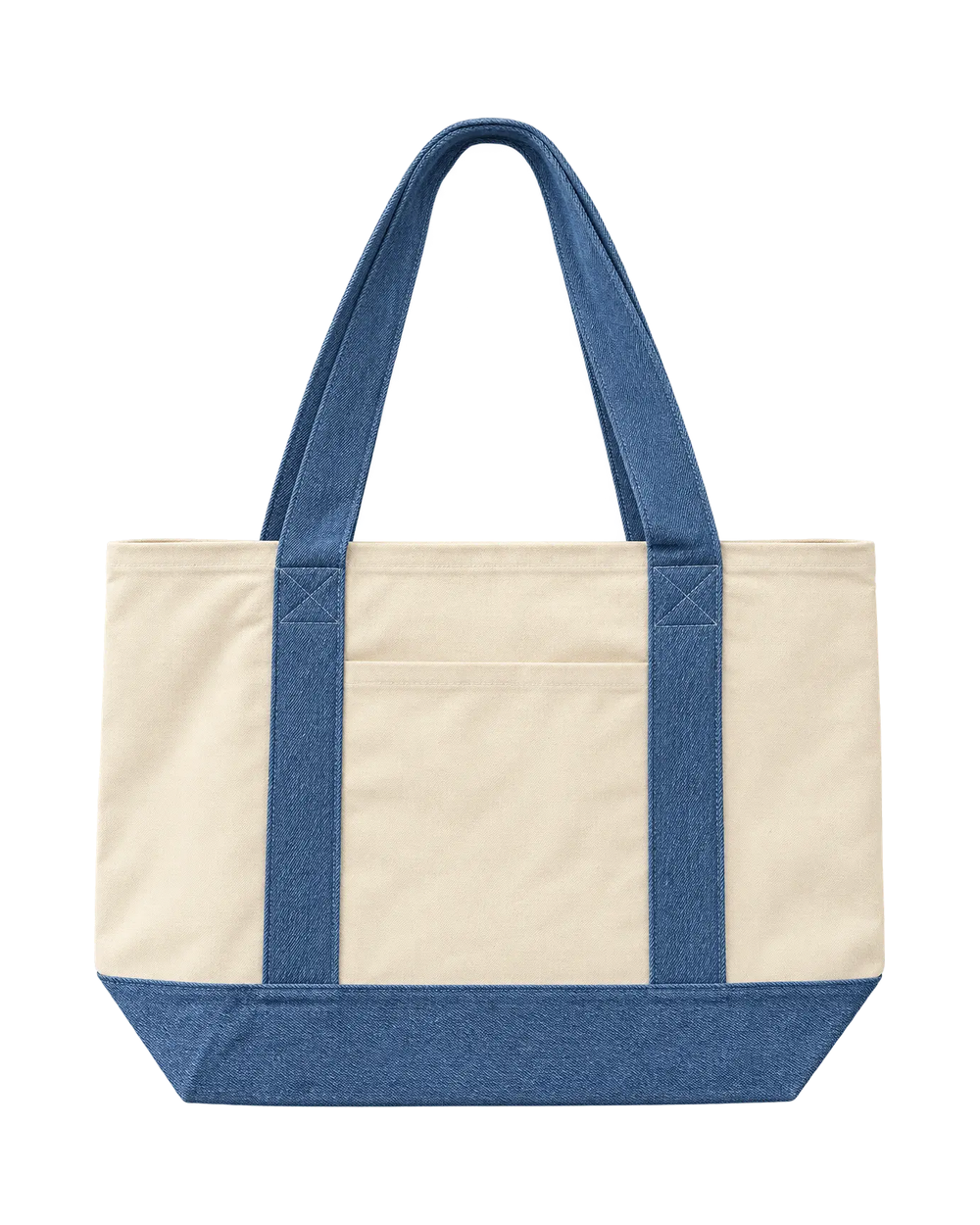 Natural / Denim large canvas tote bag