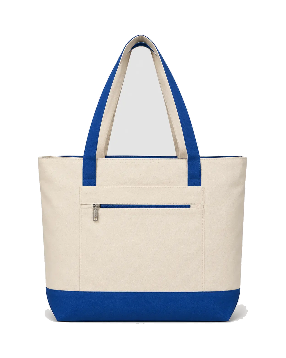 Blue Canvas w/ Zippers large canvas tote bag