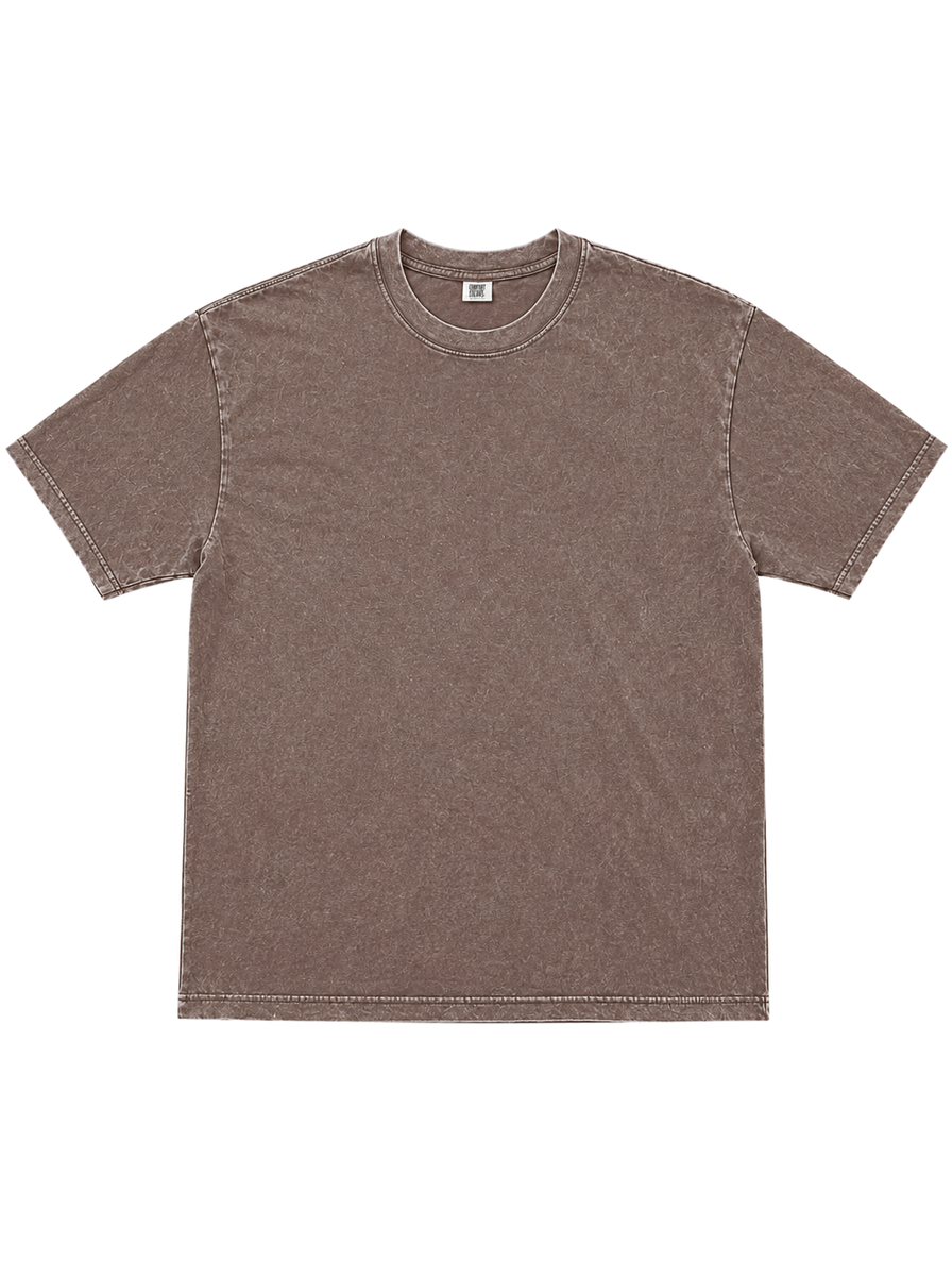 Brown vintage-wash tee, front view