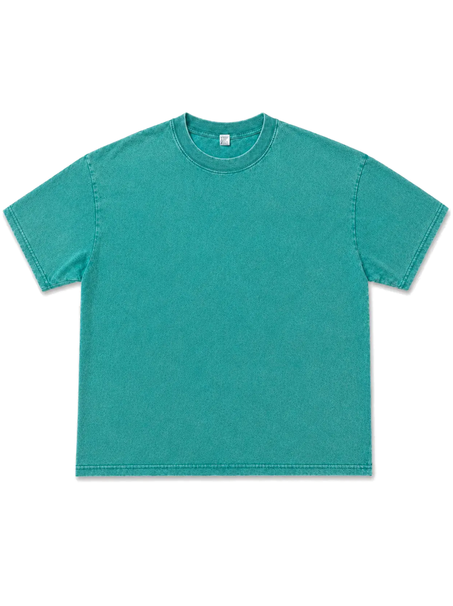 Green vintage-wash tee, front view