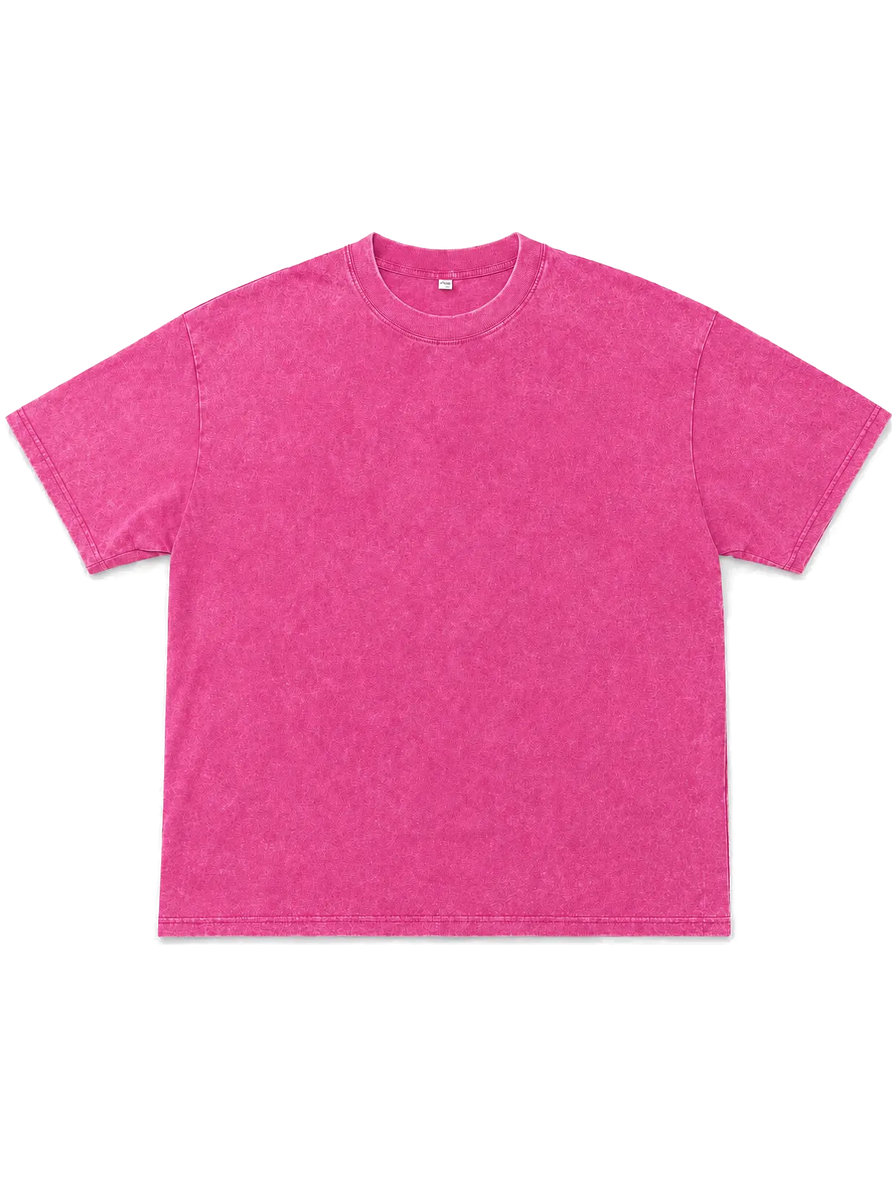 Pink vintage-wash tee, front view