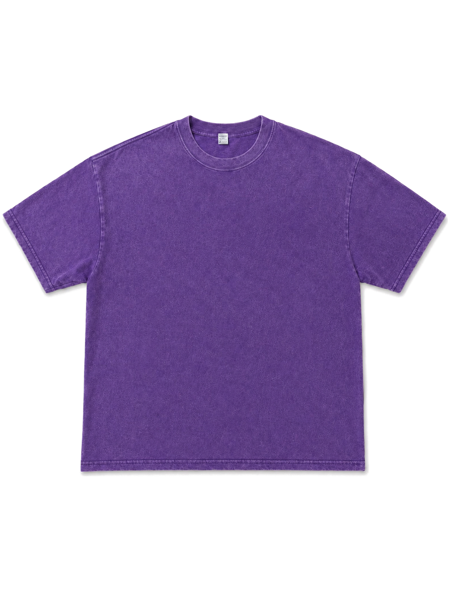 Purple vintage-wash tee, front view